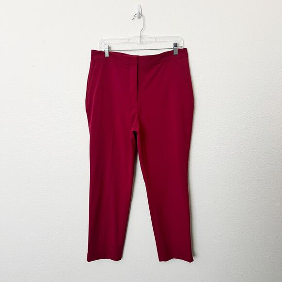[ZARA] Red High Rise Straight Leg Ankle Length Trouser Work Career Pants NWT 10 - Picture 2 of 11